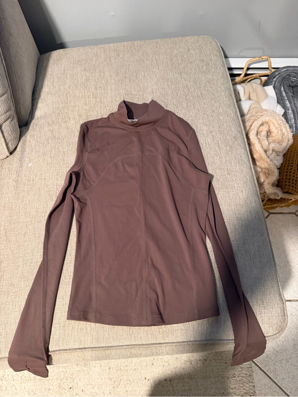 Women’s Long Sleeve Mock Neck Top in Dusty Mauve